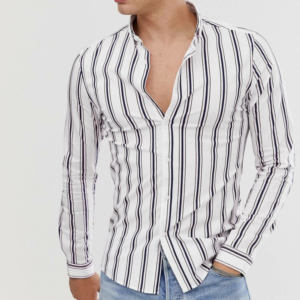 ASOS skinny stripe athletic fit shirt